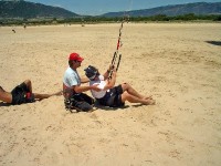 Practice the water start on the beach at playa de Los Lances with Tarifa Max Kite school 